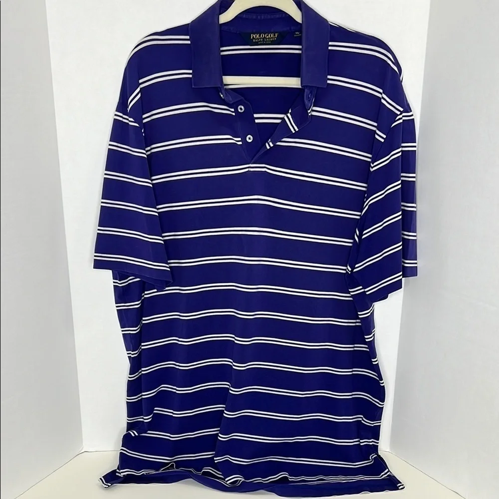 Ralph Lauren Polo Golf Striped Purple Shirt Mens Vintage XL